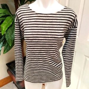 Ichi Women's Long Sleeve Thermal Striped Top Sz M